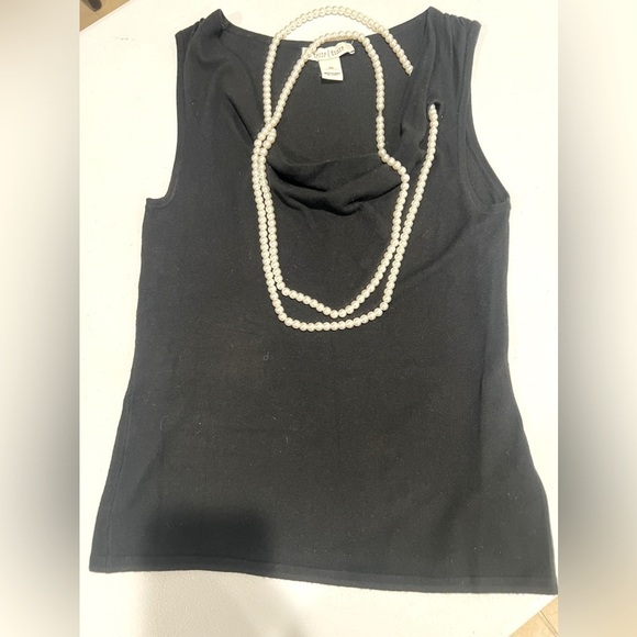White House Black Market Sleeveless Hanging Neck Knitted Pearl Collar Blouse XS - Picture 2 of 10